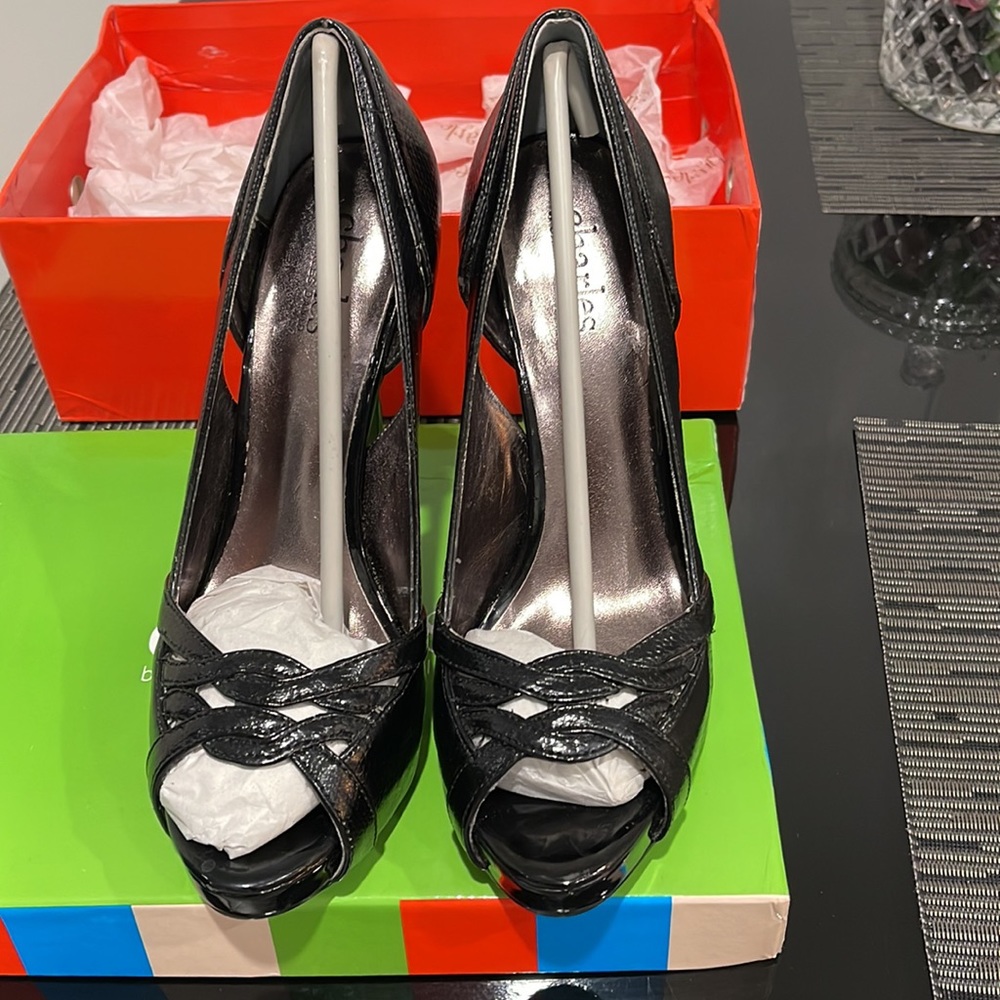 Charles David Black Platform Open Toes Pumps - image 2